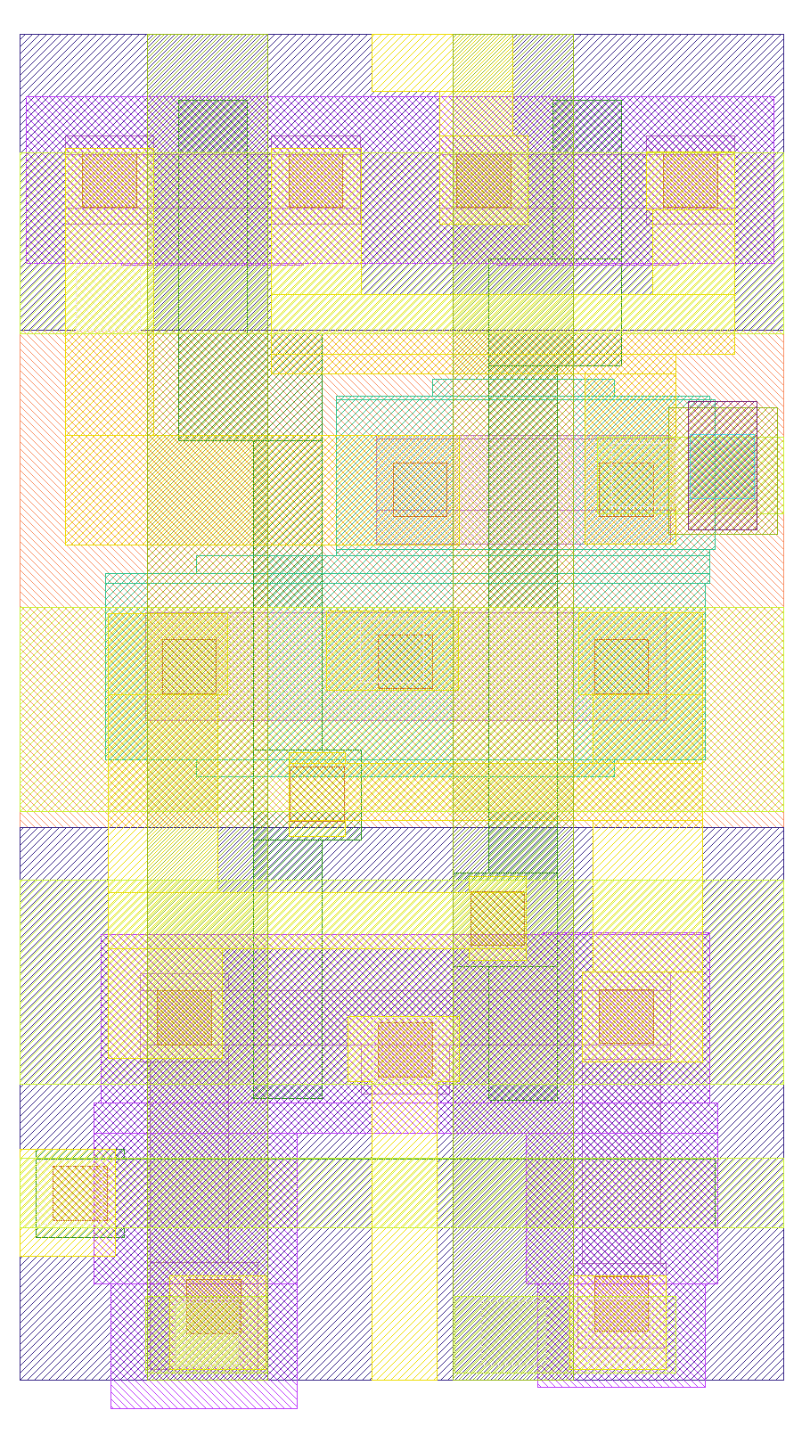 Magic layout of the standalone tileable 9T SRAM bitcell